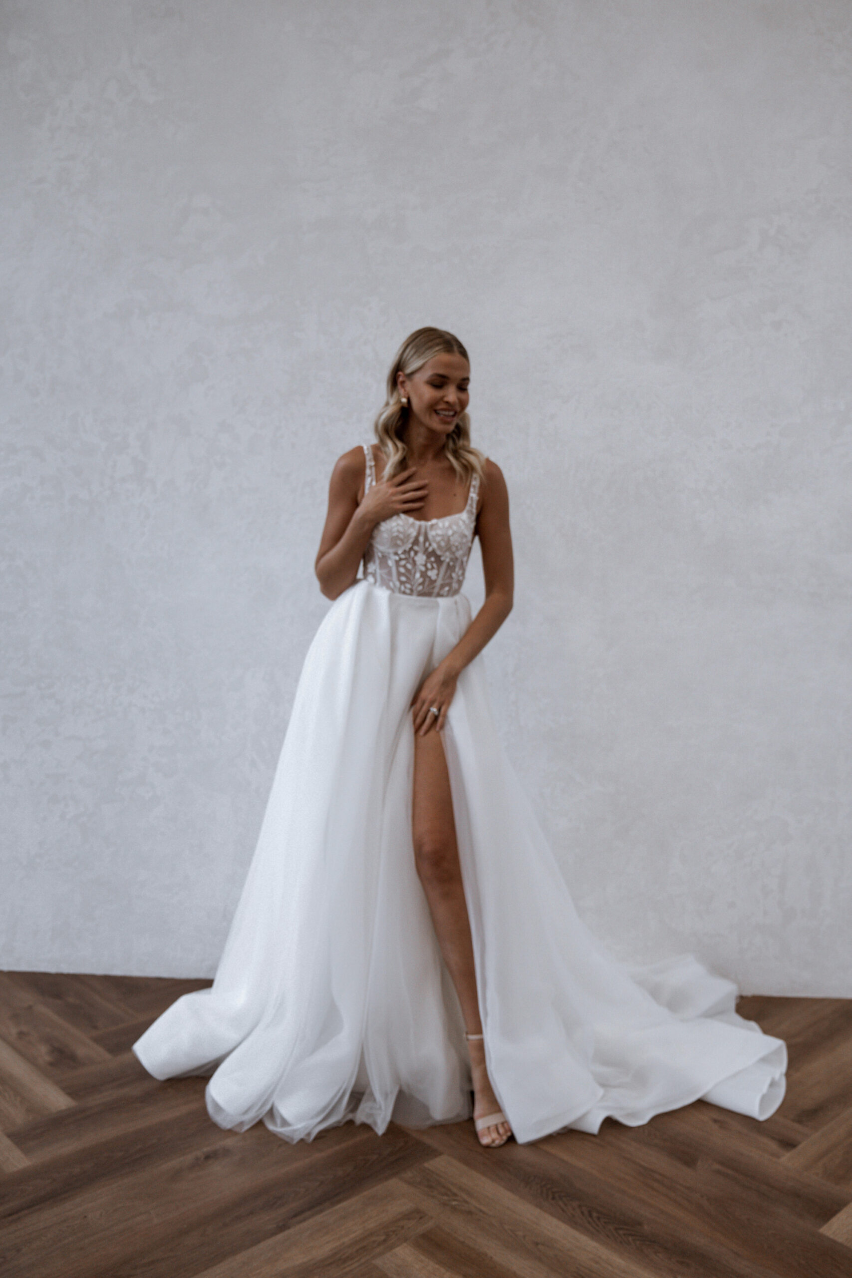 Sweetheart Bodice Corset Wedding Dress Split Open Cut Wedding