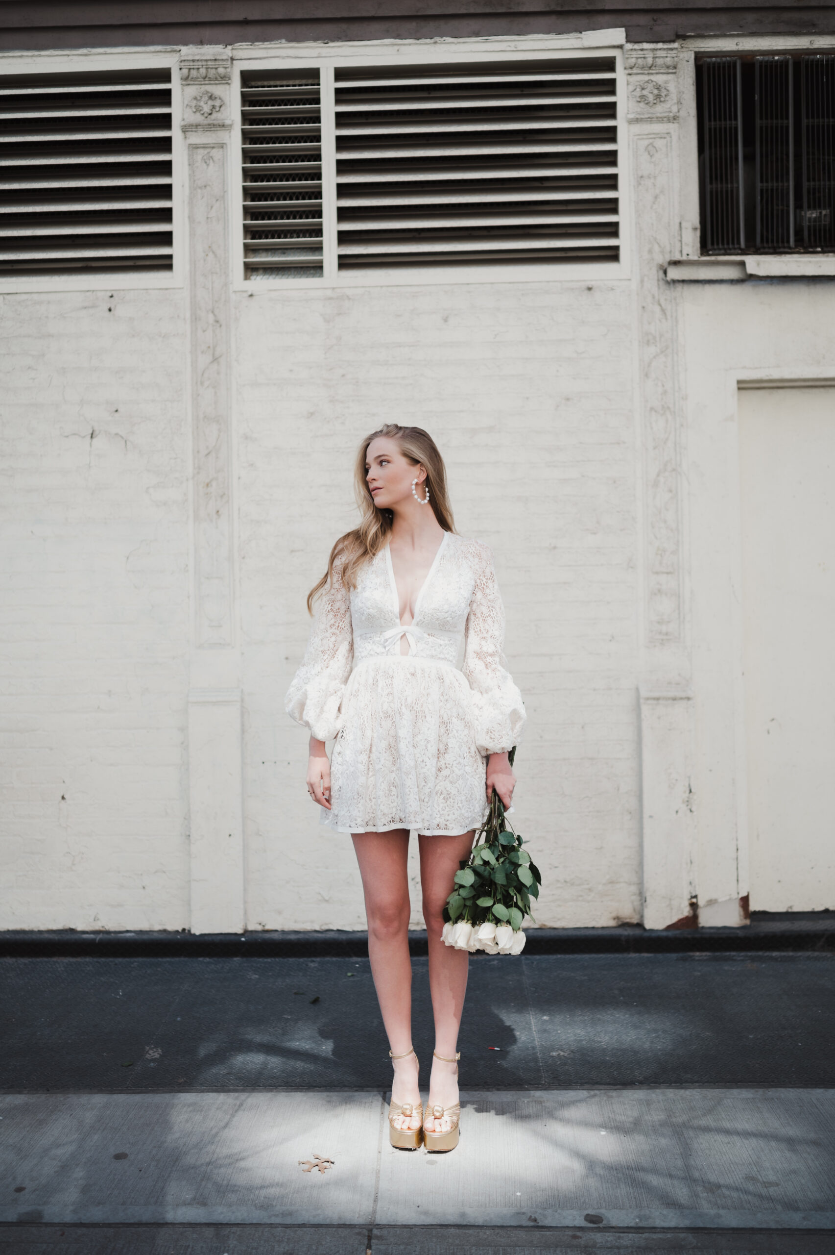 Lace Long Sleeve Short Wedding Dress